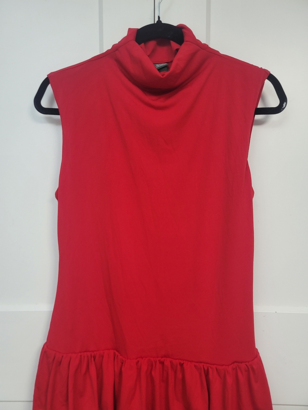 Wild Fable Red Tiered Ruffle Mini Dress Mock Neck Sleeveless Size Medium - Picture 5 of 7